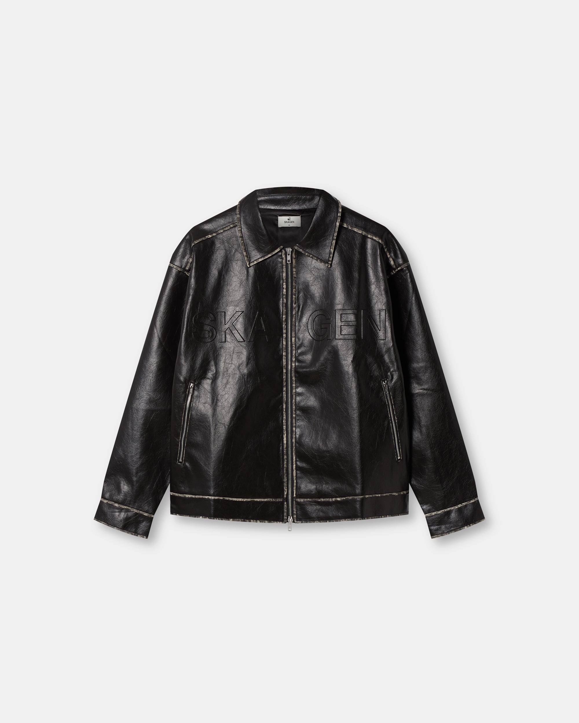 Distressed Leather Jacket Black